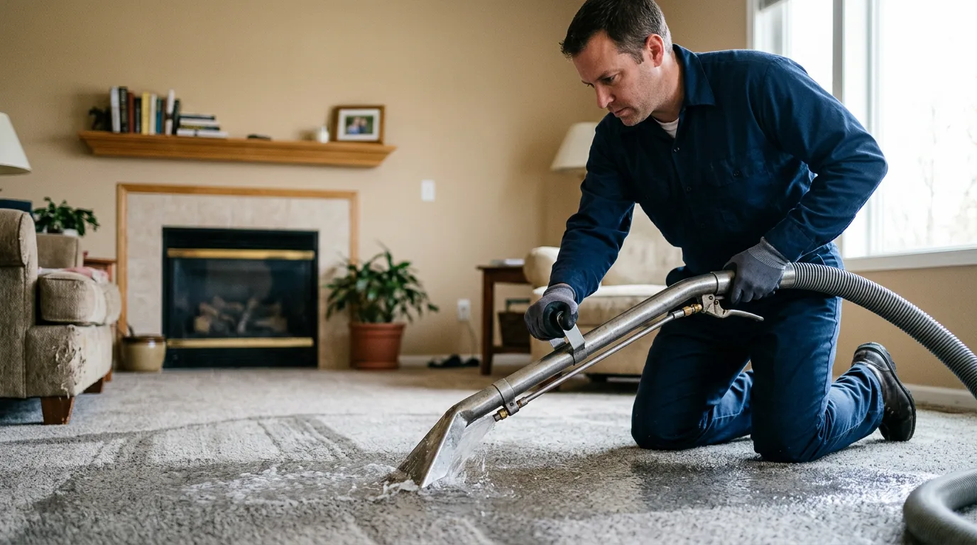 Water damage restoration technician working near Wingate, IN